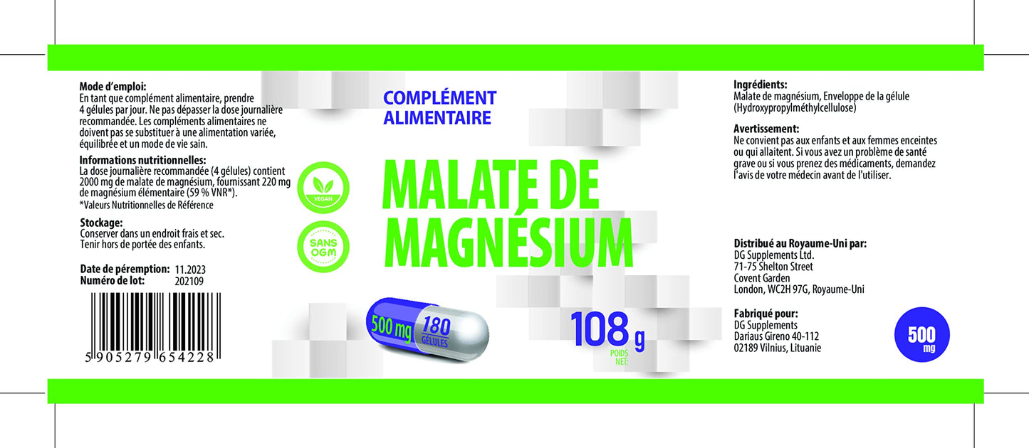 Hepatica Magnesium Malate 2000mg Per Serving – 180 Vegan Capsules | High-Strength Muscle, Energy & Nervous System Support | 3rd Party Lab Tested | No Fillers or Bulkers
