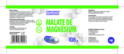 Hepatica Magnesium Malate 2000mg Per Serving – 180 Vegan Capsules | High-Strength Muscle, Energy & Nervous System Support | 3rd Party Lab Tested | No Fillers or Bulkers