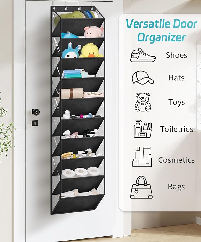 AOODA 10 Tier Clear Over the Door Shoe Organizer Storage, Deep Pockets Large