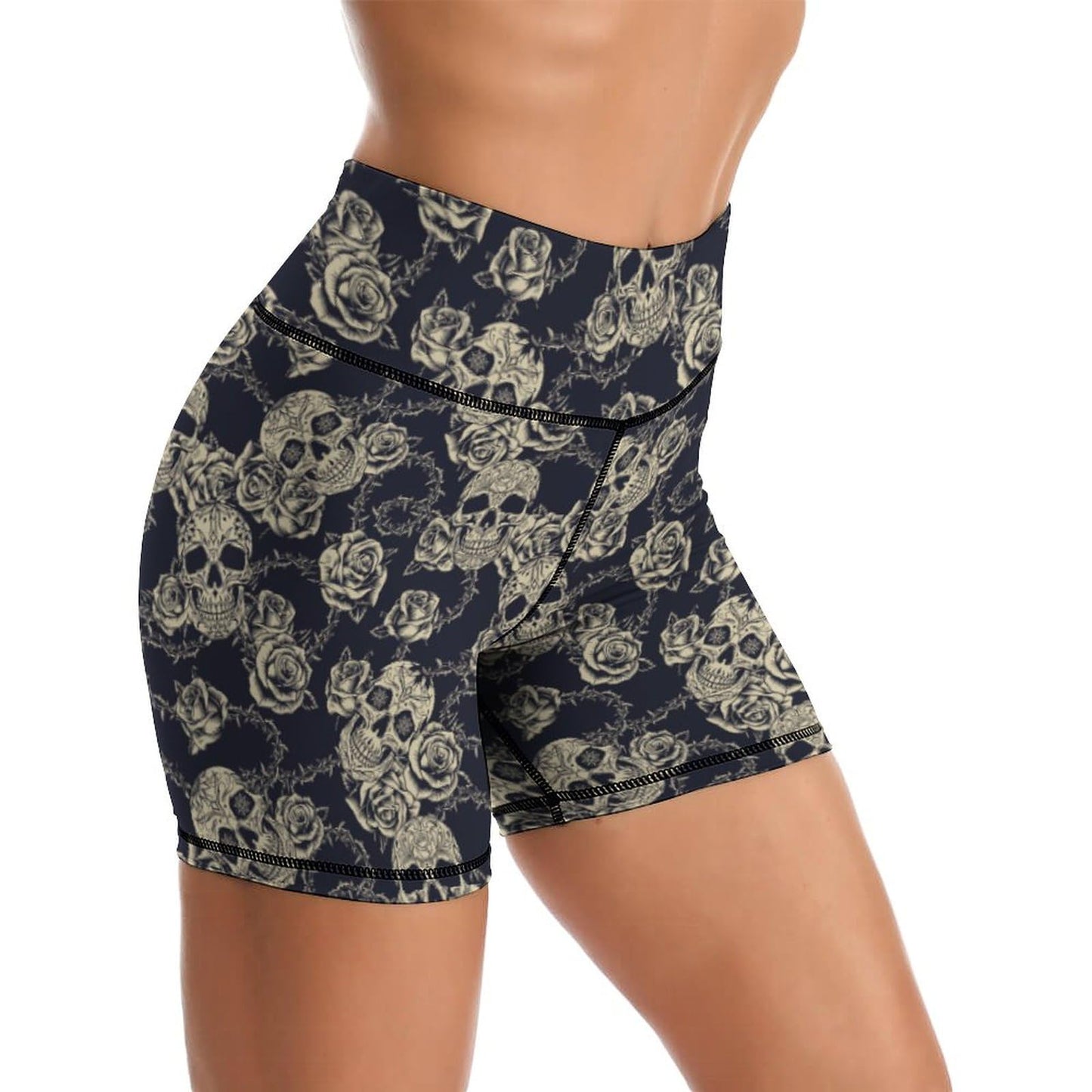 Skull Yoga Shorts High Waisted Biker Shorts for Womens Athletic Running Workout XL