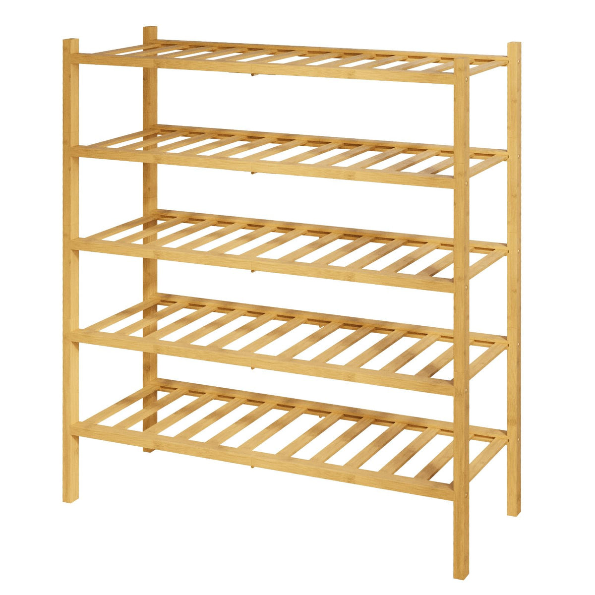 Kitsure Bamboo Wooden Shoe Rack for Closet - Stackable Shoe Organizer with Modular Structure, Space-Saving Shoe Shelf for Entryway, Living Room, Bedroom, 26.8" Wide - 5 Tiers, Natural