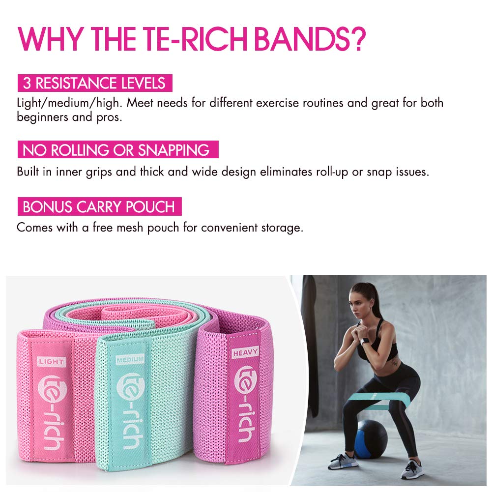 Resistance Bands, Fabric Workout Bands for Women & Men, Cloth Booty Resistance Loop Bands, Thick Squat Bands for Butt/Legs/Thigh/Hip/Glute Excersing