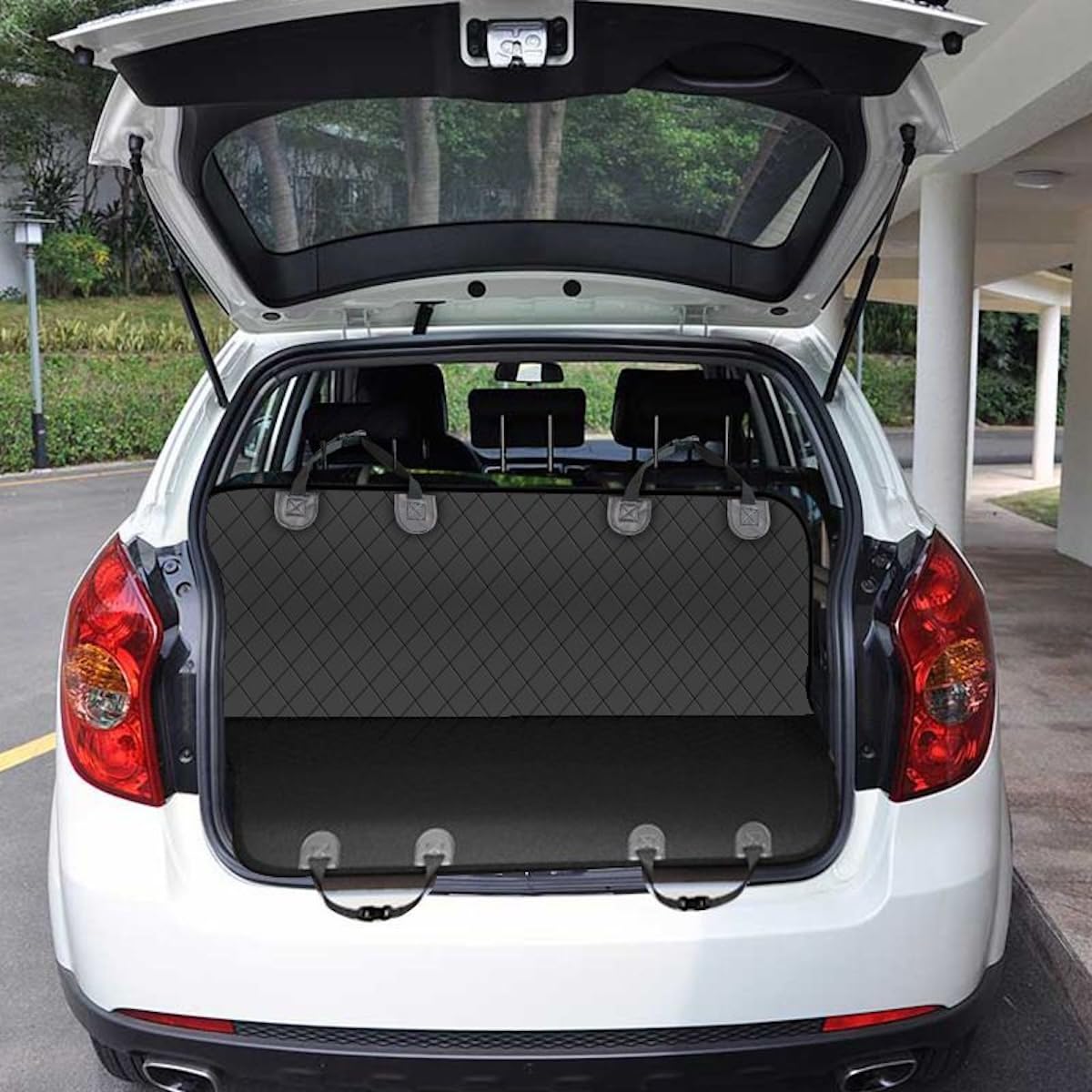 GoBuyer Dog Car Seat Cover Protector Liner for Car Boot and Back/Rear Seat Accessories - Isofix Compatible, Universal & Non-slip and Velcro Openings for Seat Belt