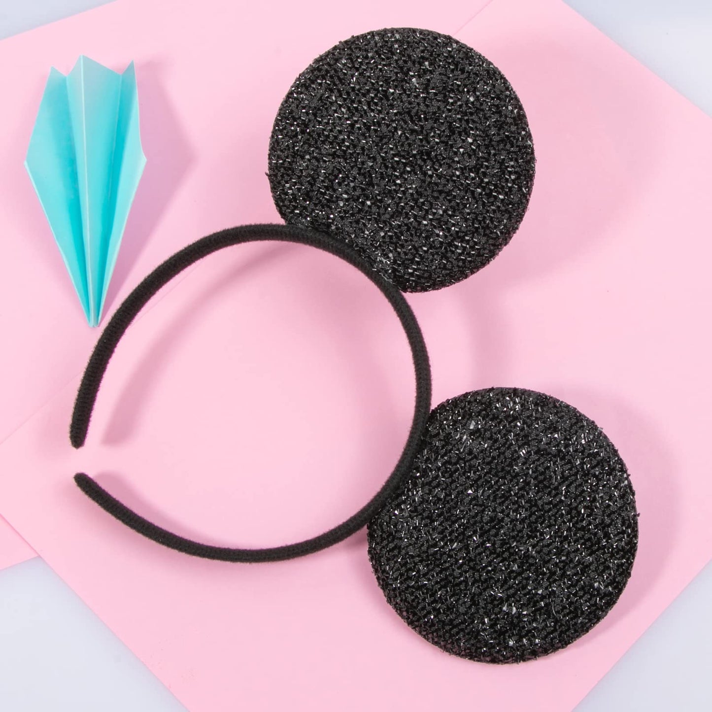 CHuangQi Mouse Ears Headband, Black Ears Hairband for Boys & Girls Birthday Party,12pcs
