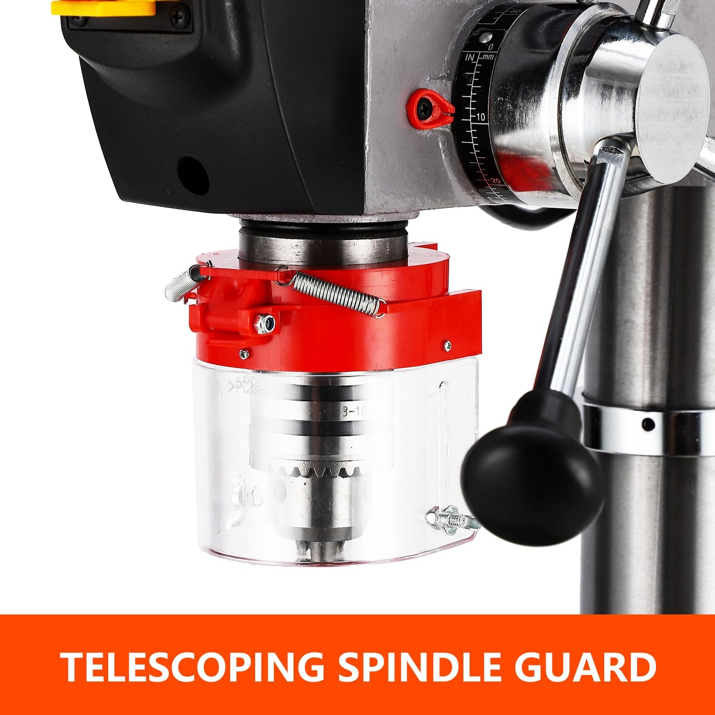 17 in Floor Drill Press, 12 Amp 120V Pure Copper Motor, 200-3630 RPM Variable Speed Cast Iron Bench Drill Press, 0-45° Tilting Worktable, Tabletop Drilling Machine for Wood Metal