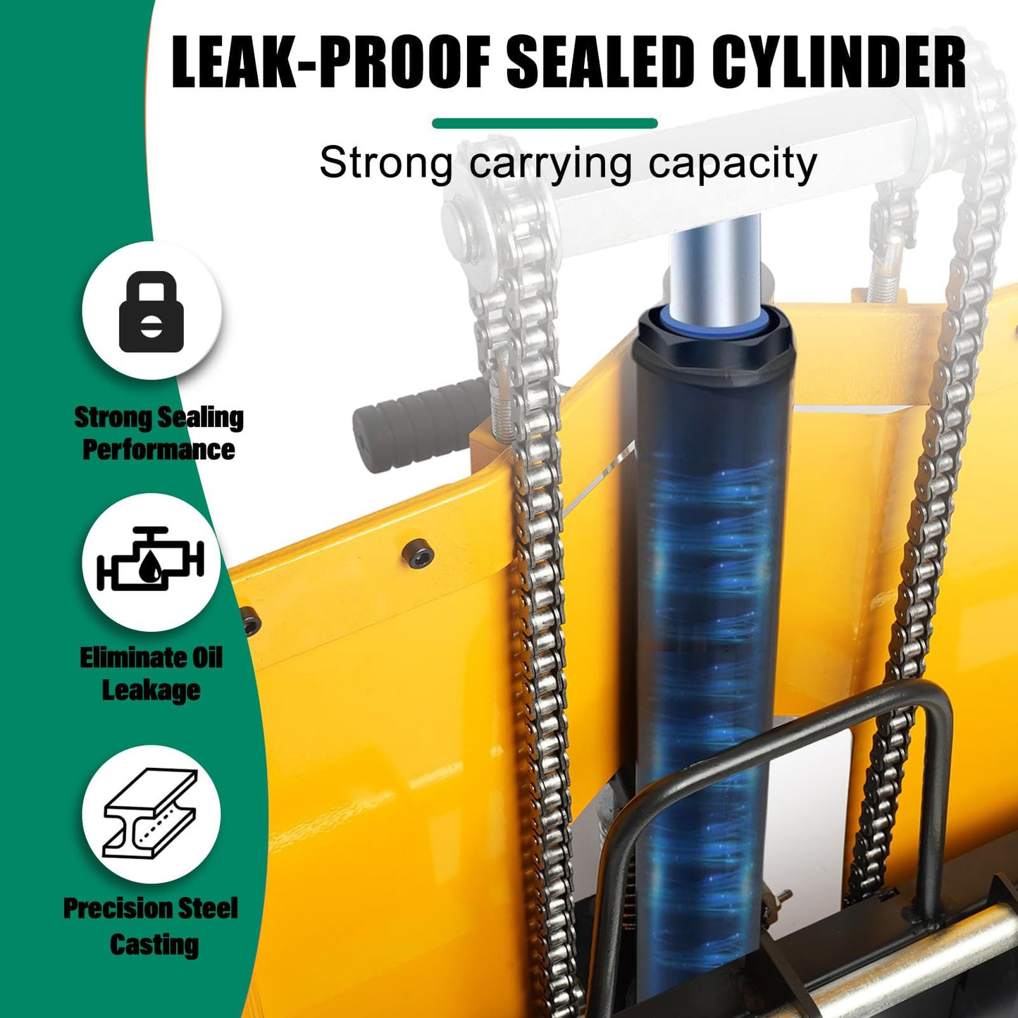 Foldable Hydraulic Material Lift Dolly, Pallet Stacker, 440lbs Capacity, Removable Steel Platform & Fork Arms, with Steer Caster, Winch Stacker (440 lb. Universal Wheel)