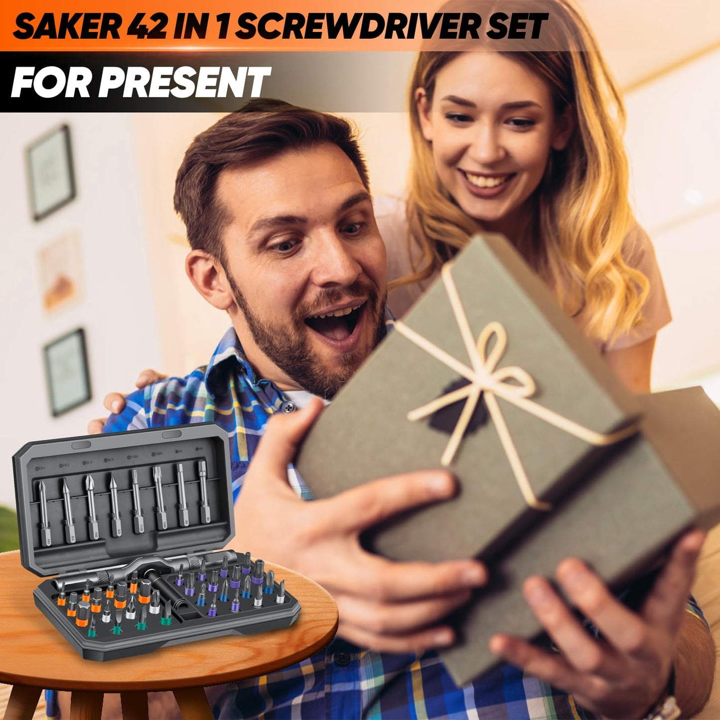 Saker 42 in 1 Magnetic Screwdriver Set, Multi Bit Free Combination Ratchet Screwdriver Set Portable Repair Tool Kit for Gifts, Furniture, Computer, Bicycle and DIY Grey