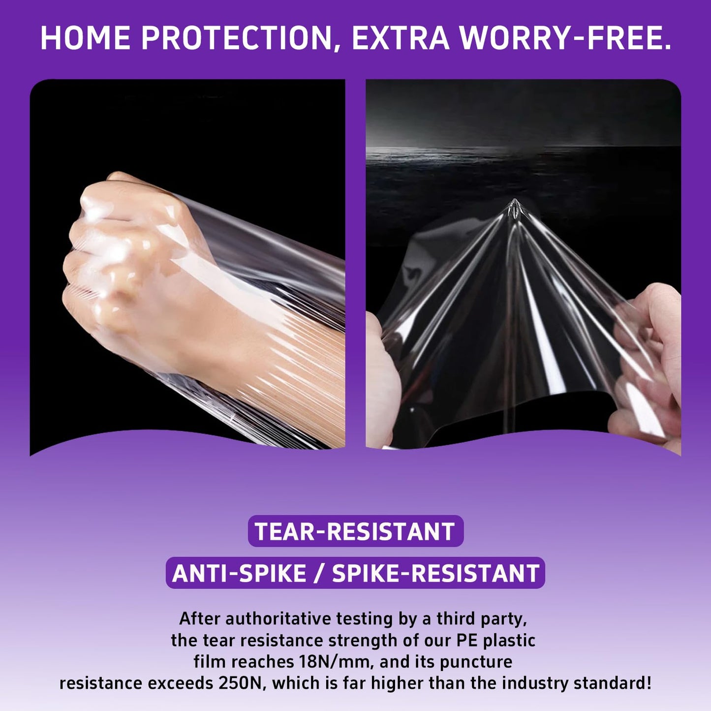 Gooo&Ma 6Mil Heavy Duty Mattress Bag for Moving & Storage - Waterproof Zippered Mattress Cover, Tear-Proof Dust-Proof Reusable Plastic Encasement, Fits Up to 14 Inch Mattress（Full、Purple）