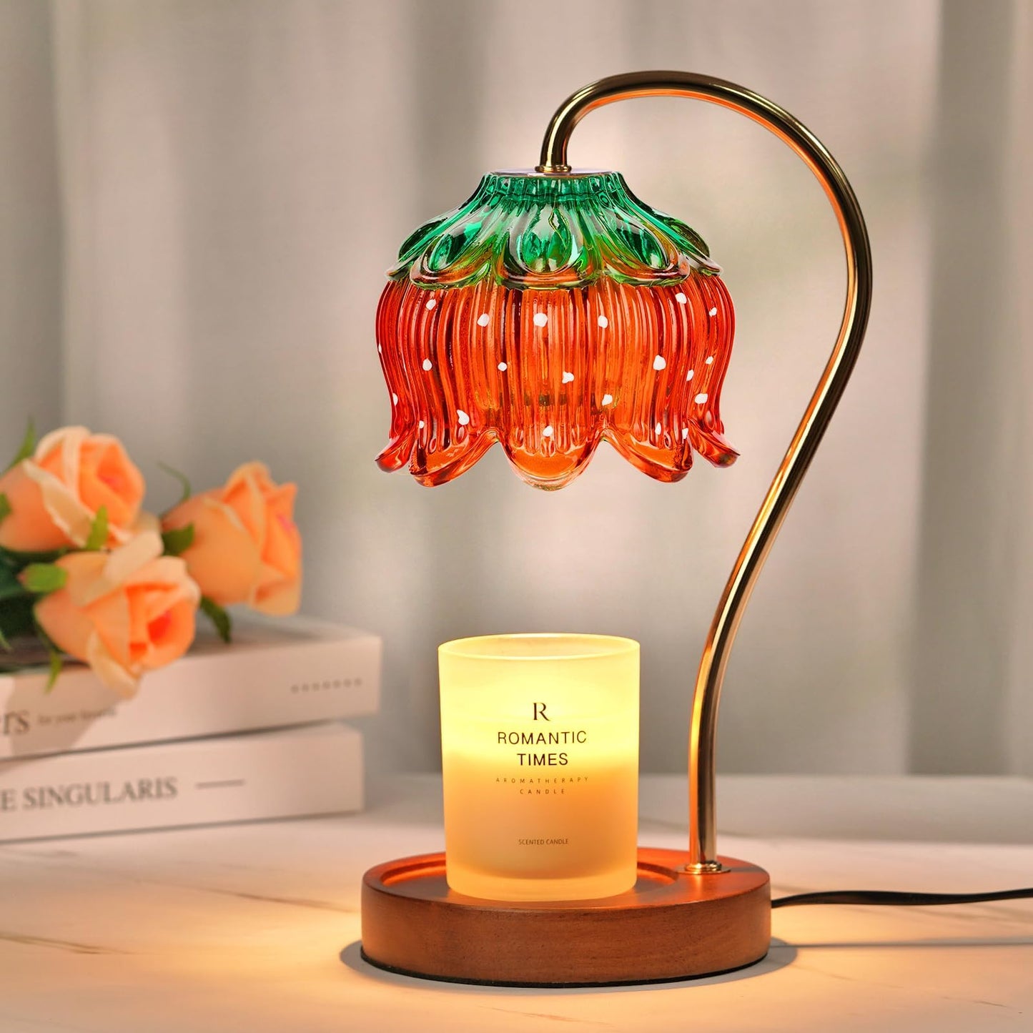 Funistree Strawberry Candle Warmer Lamp, Cute Candle Lamp with Timer & Dimmable, Mothers Day Birthday Gifts for Women Mom, House Warming Gift New Home, Wax Melt Warmer for Yankee Village Candles
