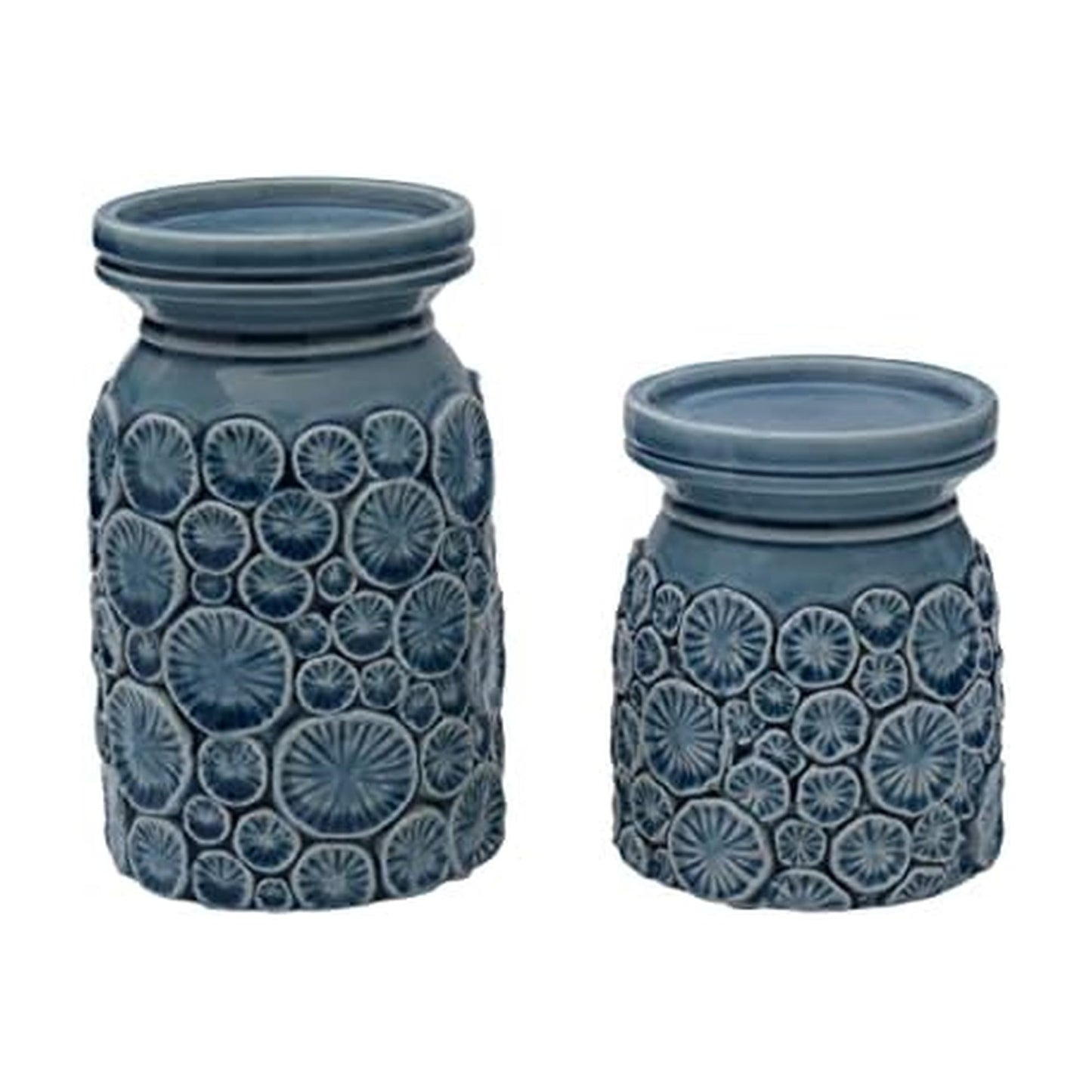 Fitz & Floyd Fitz and Floyd Coastal Home Seashell Pillar Candleholder, Aqua