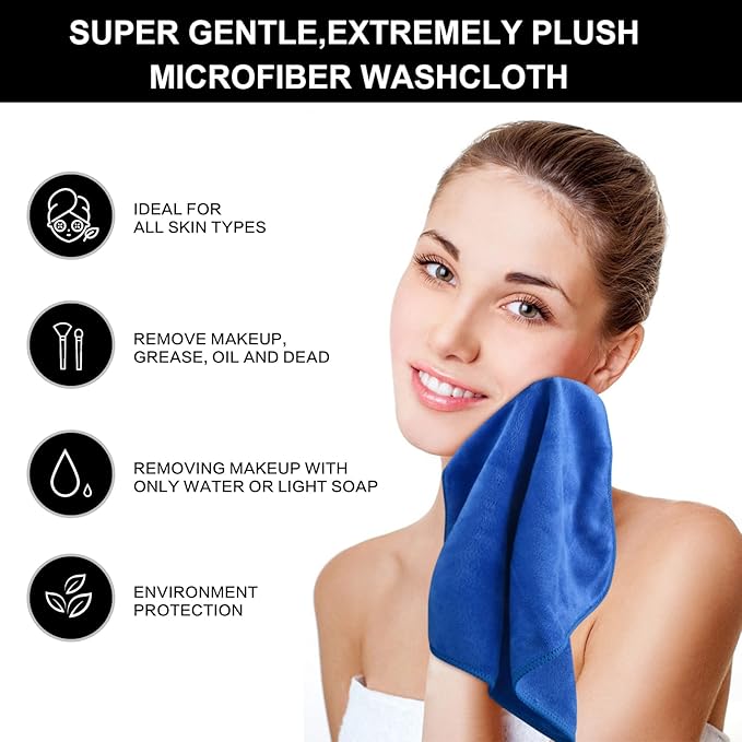 SINLAND Microfiber Facial Cloths Fast Drying Washcloth 12inch x 12inch