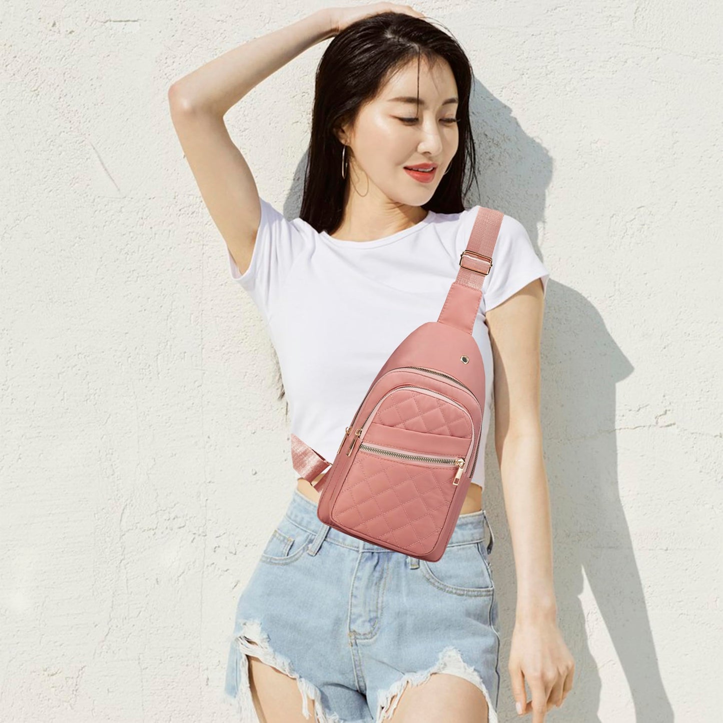 Small Sling Backpack Crossbody Sling Bag for Women, Chest Bag Daypack Fanny Pack Cross Body Bag for Outdoors Hiking Traveling - Black