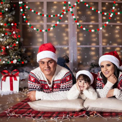 GCQQ Christmas Garlands 1.2" Large Pom Pom Garland Boho Decor 16.4FT Red Green White 60 Felt Ball Garlands for Mantle Christmas Tree Party Decor(1.2"/3cm)