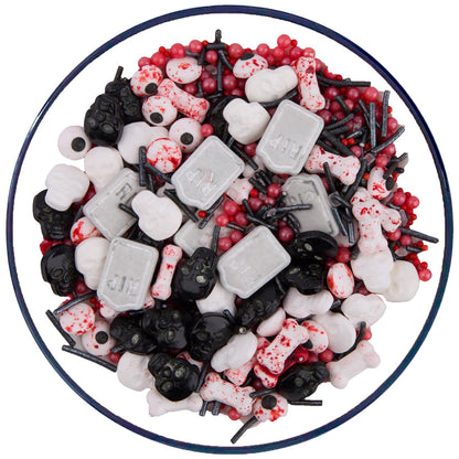 Sentovac Halloween Sprinkle Tombstone Skull Bloody Eyes Bones Red Peals Sprinkles Mix Edible for Cake Decorating Sugar Candy Cookie Cupcake Topper Baking Decorations Halloween Christmas Supplies
