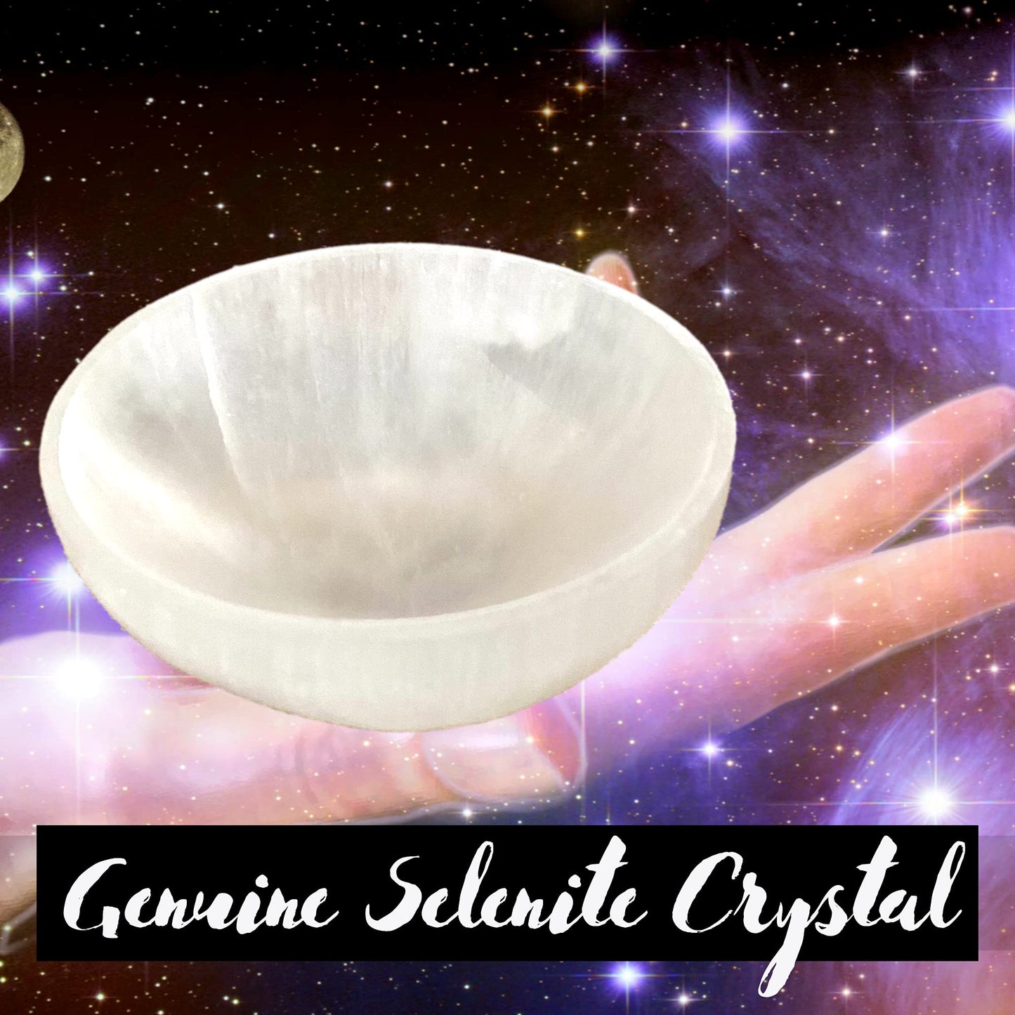 Worldly Finds Selenite Crystal Smudge Bowl 4 Inch, 6 Sizes, Hand-Carved, Moroccan Crystal Holder to Charge, Cleanse Crystals, Charging, Smudging Bowl, Spiritual Gifts, Wicca Supplies (4" Large)