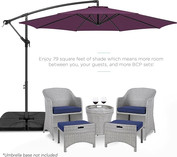Best Choice Products 10ft Offset Cantilever Hanging Market Patio Umbrella, 8 Sturdy Ribs, Easy Adjustment - Amethyst Purple