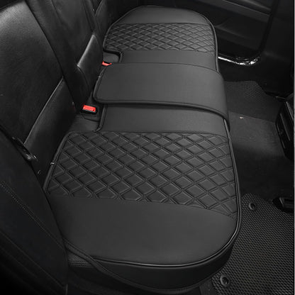 Black Panther PU Leather Rear Bench Car Seat Cover Protector Fits 90% of 4-dr Vehicles for Seat Bottom Only (Not for Pickup Truck and Large SUV), Diamond-Quilted - Black
