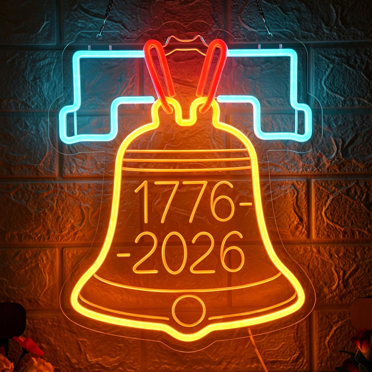 1776-2026 USA 250th Anniversary Liberty Bell Neon Sign - Patriotic LED Wall Decor