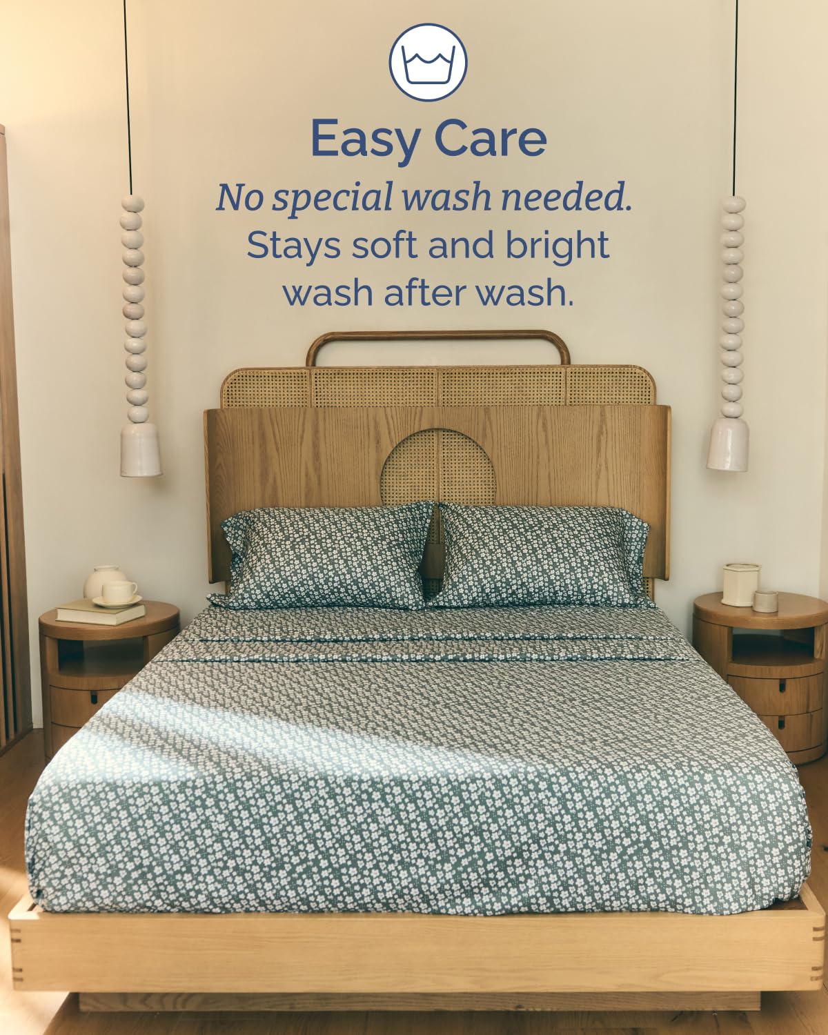 Floral Sheets - Green Floral Bed Sheet Set - 1 Flat, 1 Fitted & 1 Pillowcase w/ Deep Pockets - Comfy, Wrinkle & Fade-Free - Boho Botanical Bedding - Ultra-Soft, Breathable and Cooling - Twin Size Set