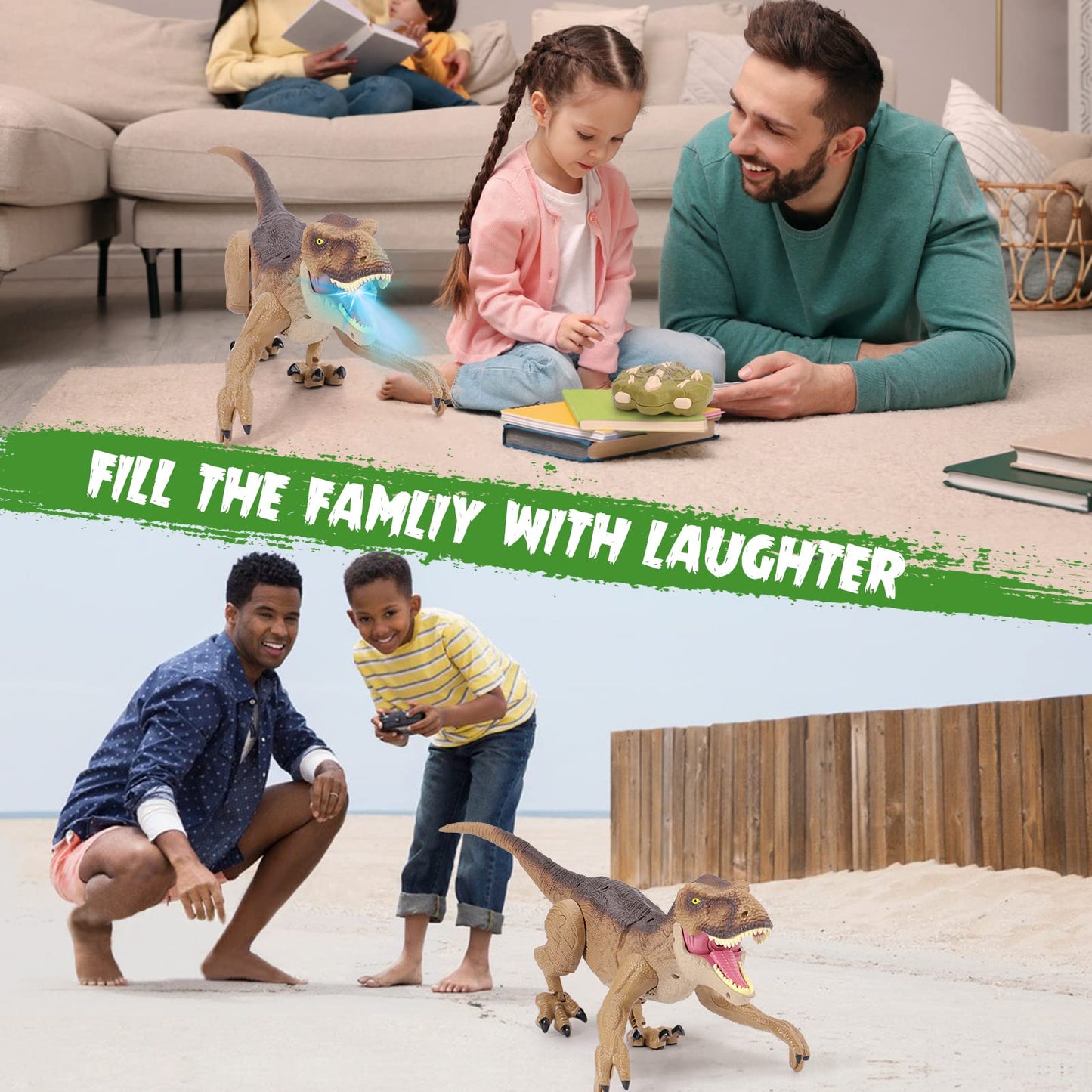 NEXBOX Remote Control Dinosaur Toys for Boys RC Dinosaur Robot T Rex Walking Jurassic Dino Birthday Gift for Kids 3 4 5 6 7 8 9 Years Old Realistic Sounds and Spray