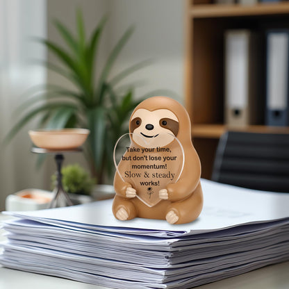 Sloth Figurine Inspirational Desk Decor, Positive Resin Sculpture Gift for Women Men, Inspirational Desk Buddy Office Décor Keepsake for Coworker Friend Student Birthday Graduation Christmas ES007