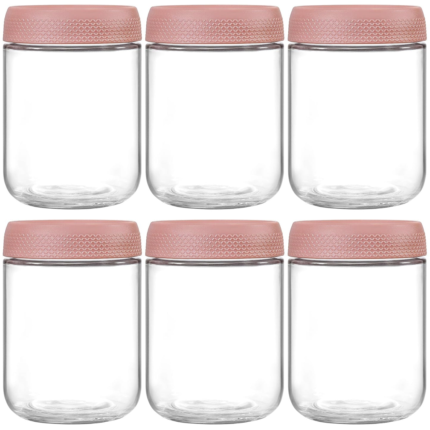 NETANY 6-pack 16 oz Overnight Oats Containers with Lids, Glass jars with Airtight Lids, Wide mouth Mason Salad jars, Glass Food Storage Containers for Snacks Yogurt Spice Sugar