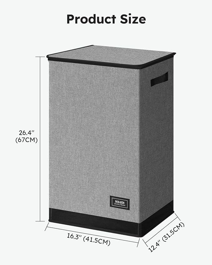 SOLEDI Laundry Hamper with Lid 90L Large & Tall Collapsible Laundry Basket