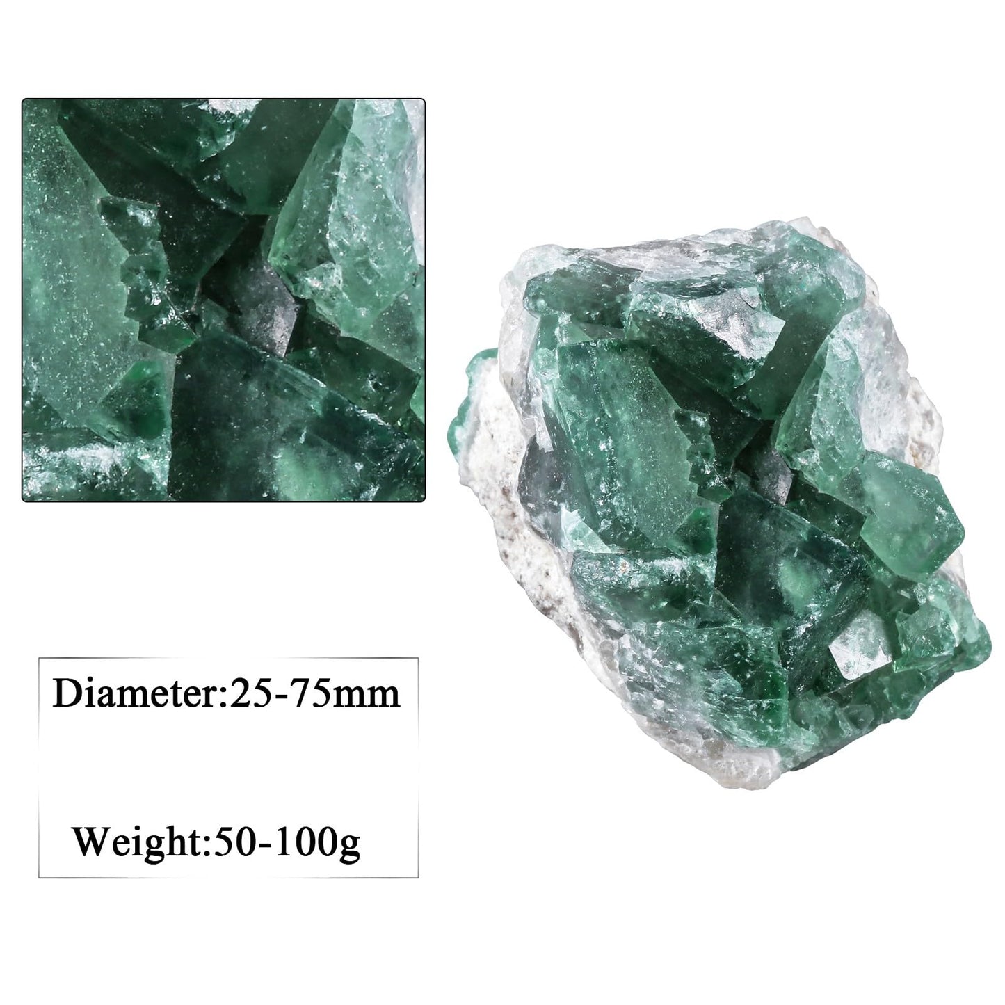 moonsix Natural Green Fluorite Rough Stone Healing Crystal Cluster Specimen Decor for Wicca, Collection, Display (25-75 mm)