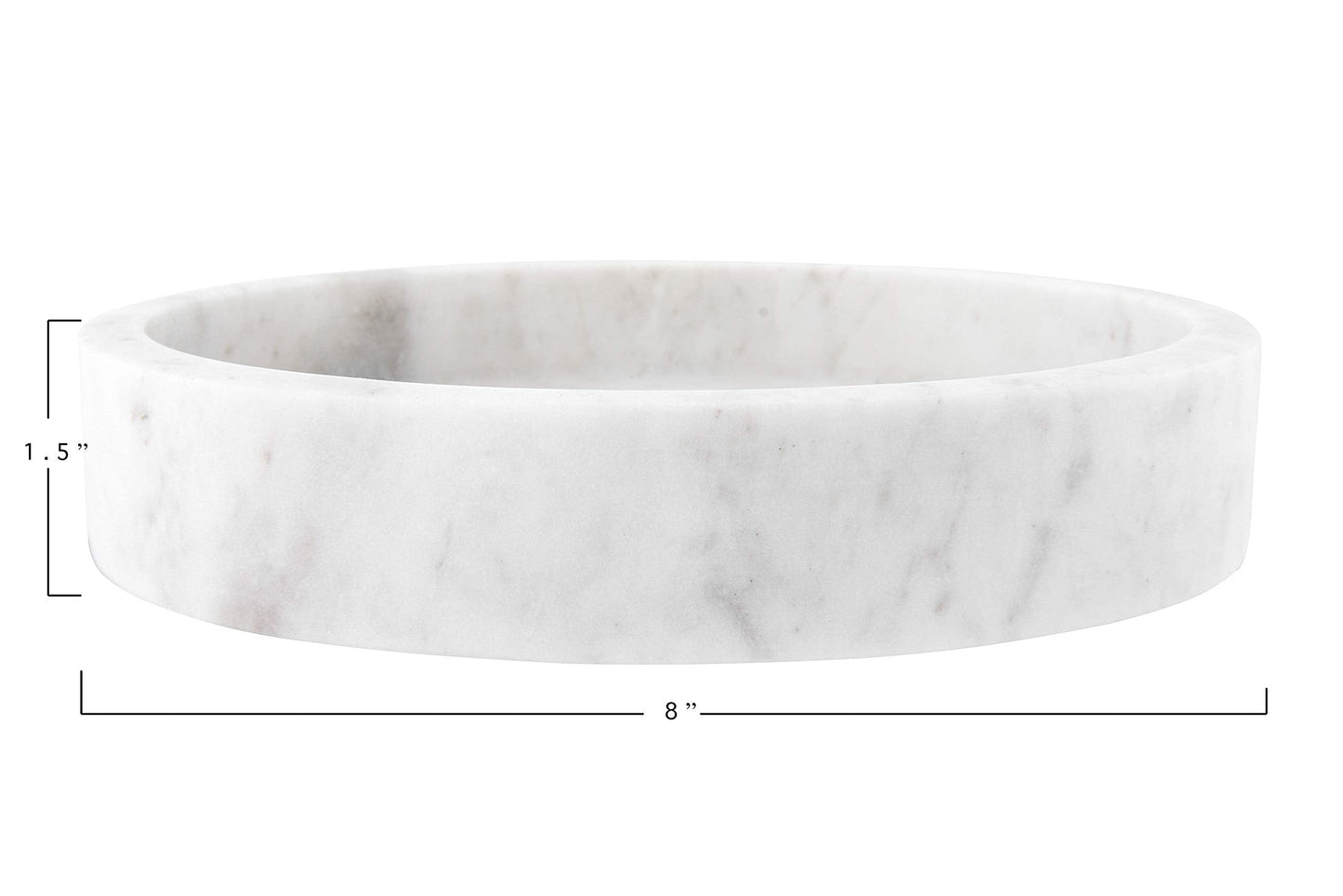 Creative Co-Op Minimalist Round Carved Marble Tray or Charcuterie Board, White
