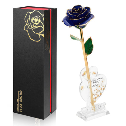 Gold Dipped Rose Real 24K Gold Rose, Genuine One of a Kind Rose Hand Dipped in 24K Golden Roses Romantic Gifts for Women in Her Birthday Anniversary Valentines Day Mothers Day