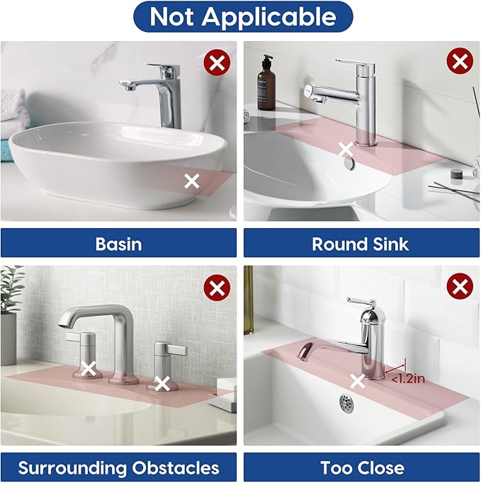 24 Inch Silicone Faucet Mat for Kitchen Sink Splash Guard