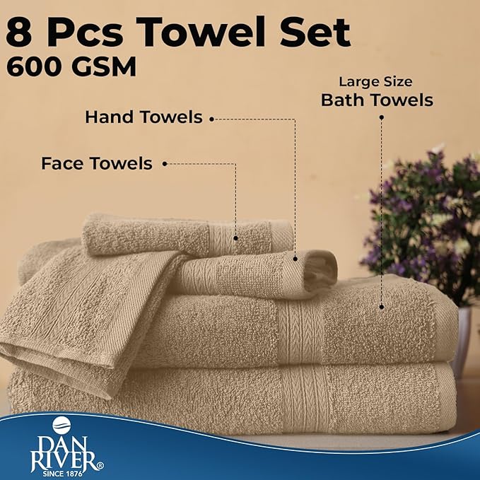 DAN RIVER 8 PC Luxury Bath Towels