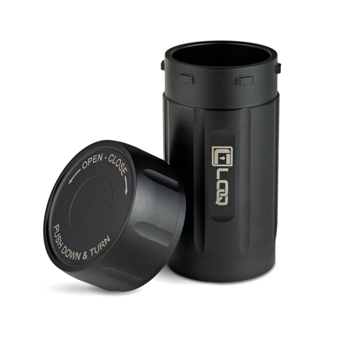 Canniloq TXD120 Airtight Storage Jar and Smell Proof Container Keeps Herbs Fresh for Months, 120ml, Black Body, Black Cap