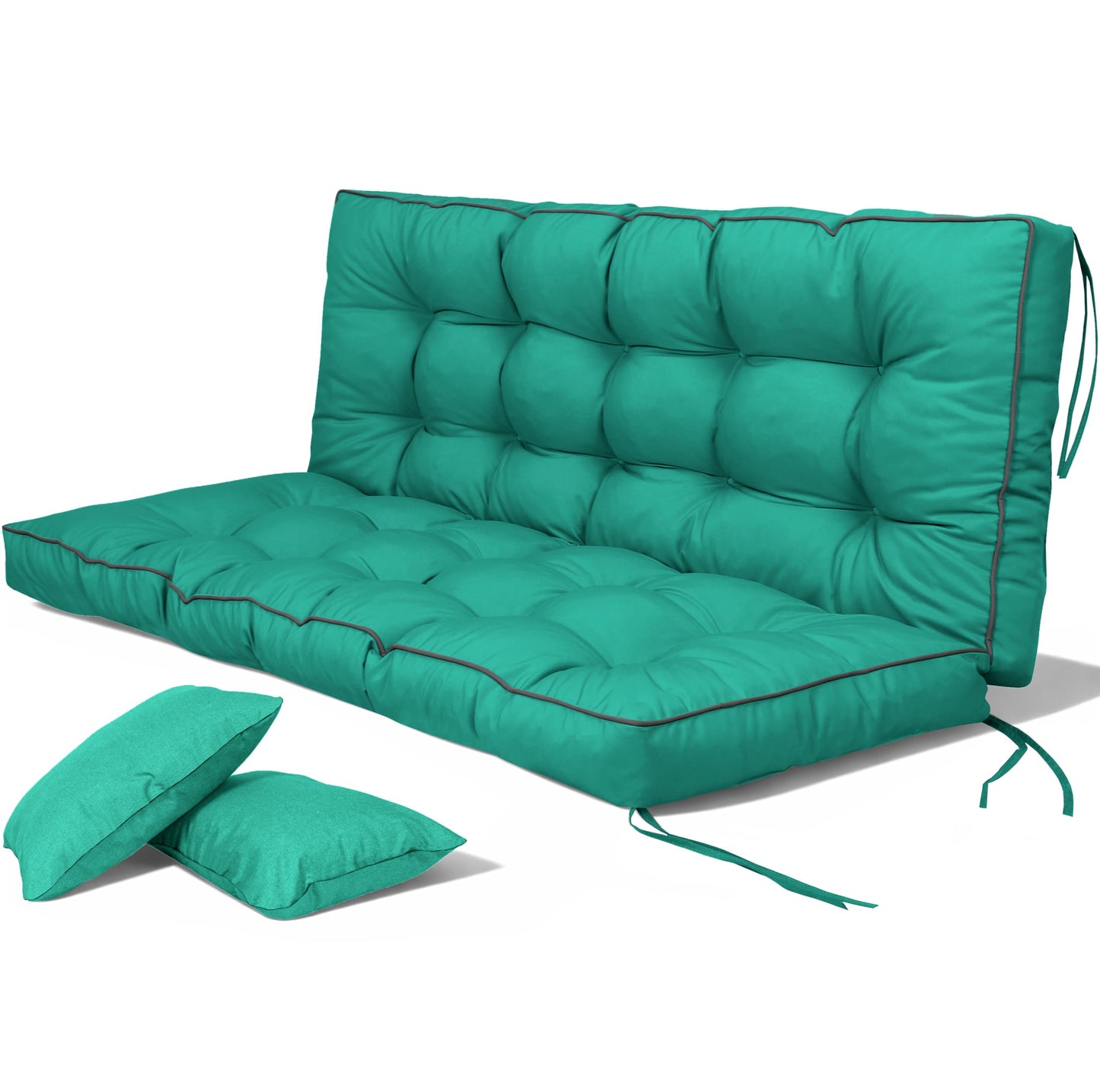 Kerkrot Porch Swing Cushions, Waterproof & Fade Resistant Outdoor Swing Cushion 63 Inch, Swing Cushions 3 Seater Replacement for Outdoor Furniture, Patio, Garden (Lake Blue, 63 x 40 inch)
