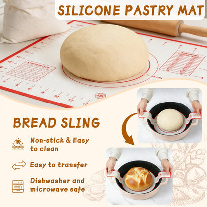 52 Pcs Sourdough Starter Kit, Sourdough Bread Baking Supplies with 9" Round & 10" Oval Banneton Bread Proofing Basket, Cooling Rack, Sour Dough Starter Jar, Bread Making Kit Gifts for Women Wife Mom