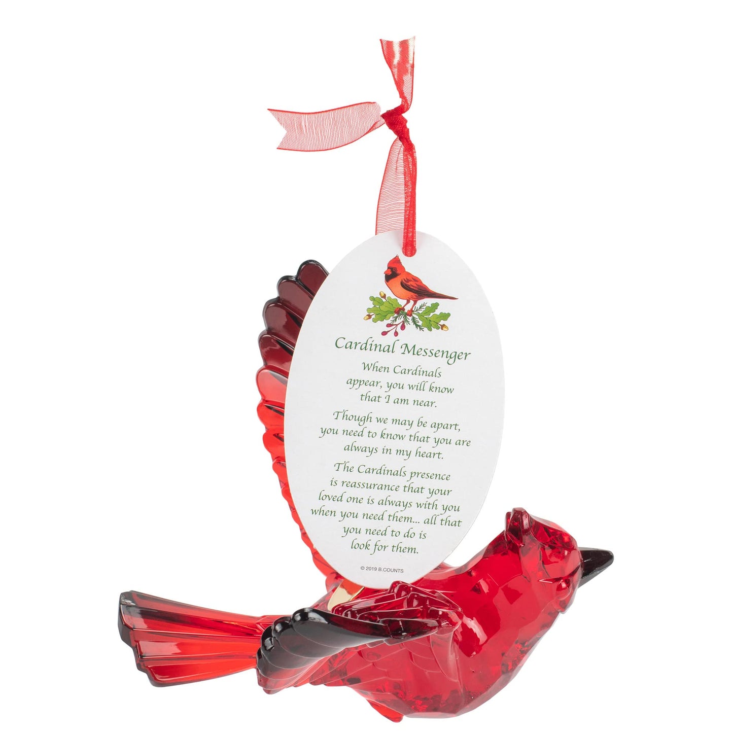 Department 56 Acrylic Christmas Basics Cardinal Bird Hanging Ornament, 3.125 Inch, Red