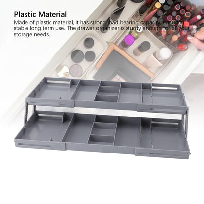 Fockety Drawer Organizer, Multi Level Collapsible Drawer Organizer with Adjustable Compartments, Expandable Desk Organizer Trays for Jewelry, Makeup, Silverware Storage Organizer (2