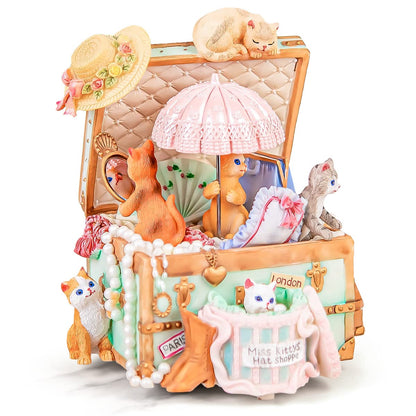 Mr.Winder Cats Music Box Gift for Girls, Cute Wind Up Keepsake for Daughter Wife Girlfriend Sister Granddaughter, Lovely Birthday Christmas Friendship Gifts Play Castle in the Sky