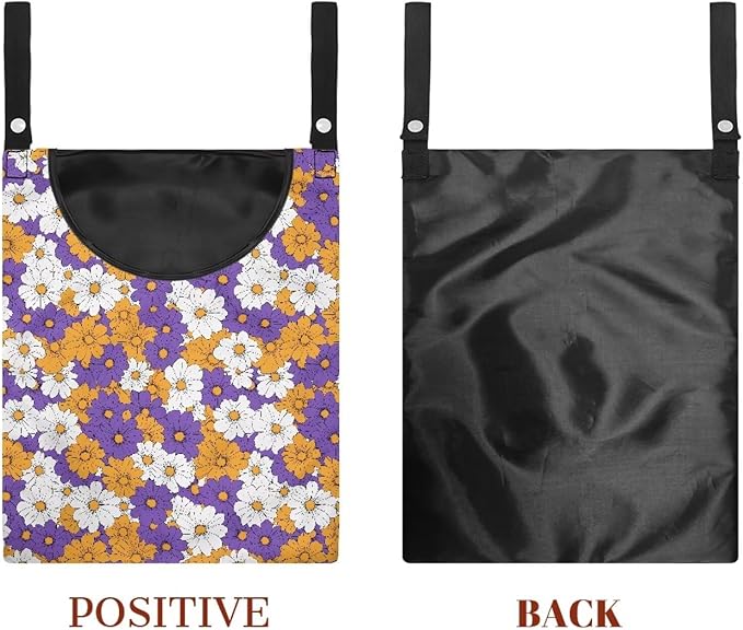 2 Pcs Clothes Pin Hanging Bag, Hippie Flower Multi-Functional Clothespin Bag