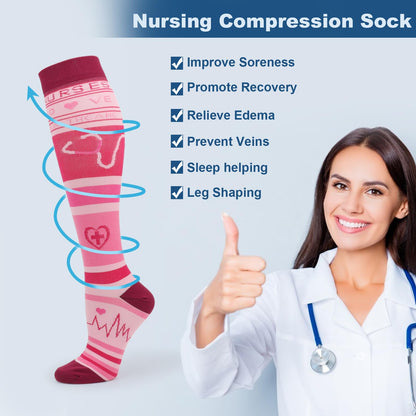 DRESHOW 4 Pairs Compression Socks For Women&Men Circulation Best Support for Athletic Running Cycling Travel