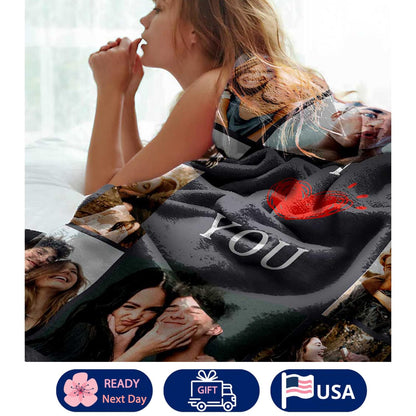 DayOfShe Custom Blanket Valentines Day Gifts for Him Her,Personalized Blankets with Photo I Love You Girlfriend Boyfriend Gifts,Valentines Blankets Couples Gifts Women Men Gifts