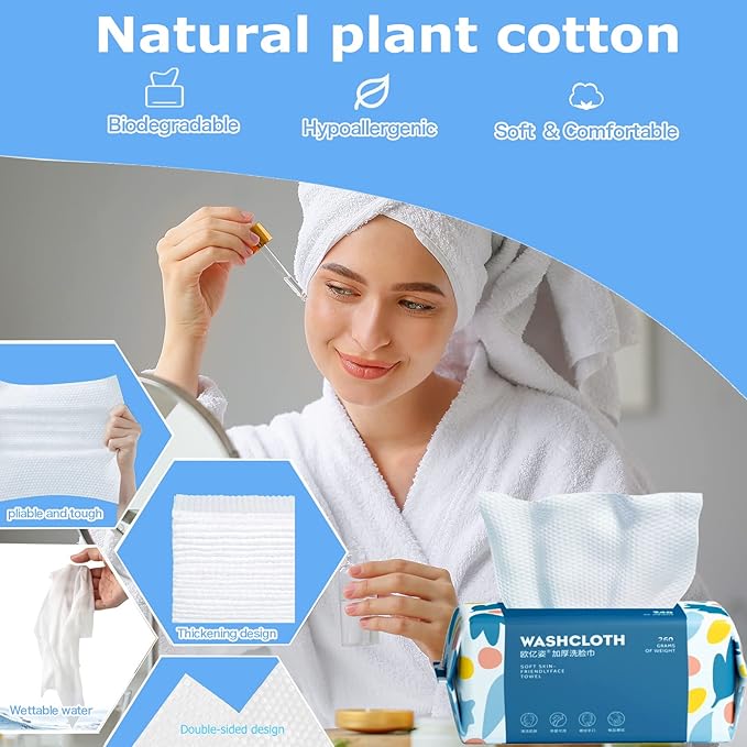 100 Count Disposable Face Towel, Thickening Ultra Soft Washcloths, Facial