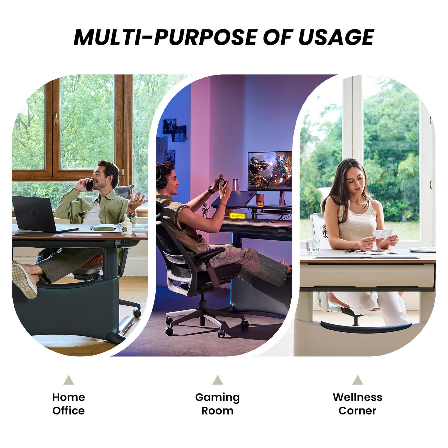 COLAMY Electric Adjustable Standing Desk – 48 x 28 Inch Sit Stand Desk with Drawer & Cable Management, Dual Motor Lift System, Ergonomic Footrest, Home Office Table (MFC Desktop, Walnut + White)