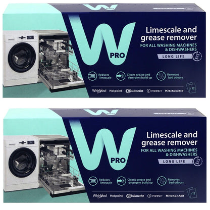 Hotpoint Washing Machine 3in1 Limescale Descaler & Detergent Remover 24 x 50g Sachets (2 Pack)