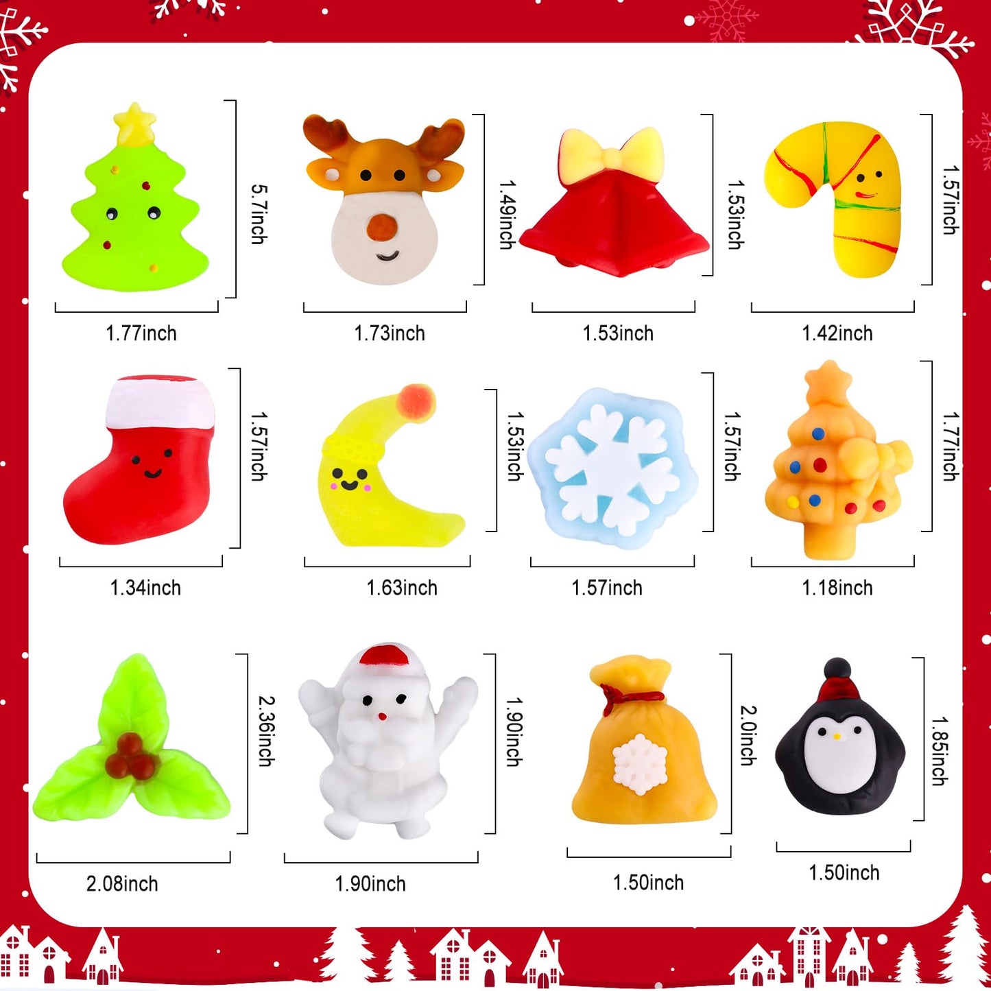 MGparty 48 PCS Christmas Squishies Mochi Squishies Toys for Kids Christmas Stocking Stuffers Party Favor Goodie Bag Filler Bulk