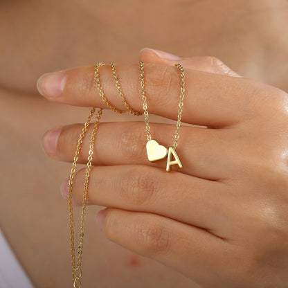 Turandoss Initial Necklaces for Women Trendy, 18K-Gold-Plated Tiny Heart Initial J Necklace Dainty Heart Necklaces Tiny Personalized Monogram Name Necklace for Women Jewelry