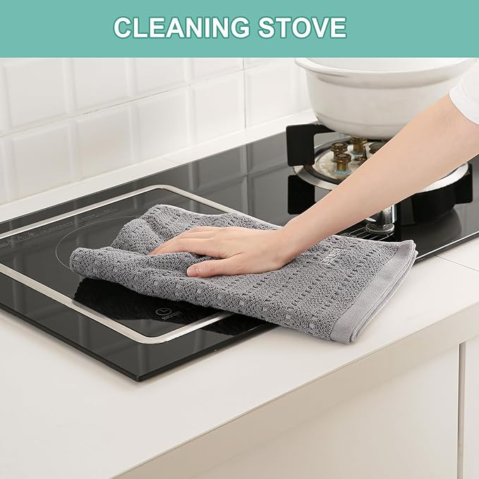 SALAS Kitchen Dish Towels, Bulk Cotton Kitchen Hand Towels, 390 GMS Plaid Dish