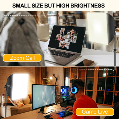 mmcrz 2Pack Professional Softbox Lighting Kit, 16'' x 16'' Studio Lights with 85W 2700-6500K E27 LED Bulbs, Continuous Lighting for Photography/Video Recording/Live Streaming