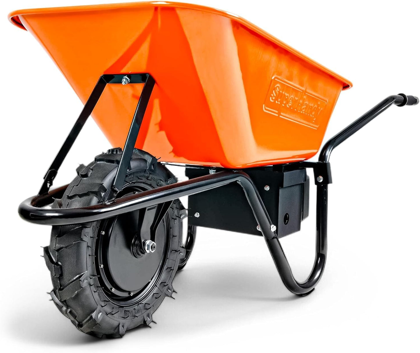 SuperHandy Cordless Electric Wheelbarrow Utility Cart, 48V 2Ah Battery Powered, 75L Steel Tub, 150kg Load Capacity Garden Trolley, Material & Debris Hauler
