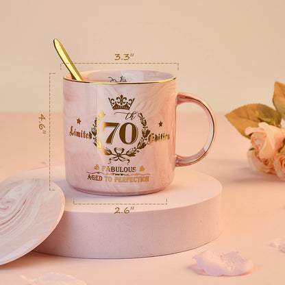 Best Friend Birthday Gifts for Women, Friendship Gifts for Women, Unique Birthday Valentines Day Gift Ideas for Her, Friends Female, Besties, BFF Ceramic Marble Coffee Mug Gift Box Printed Gold 14 oz